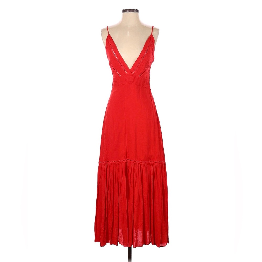 Red Spaghetti-Strap Maxi Dress